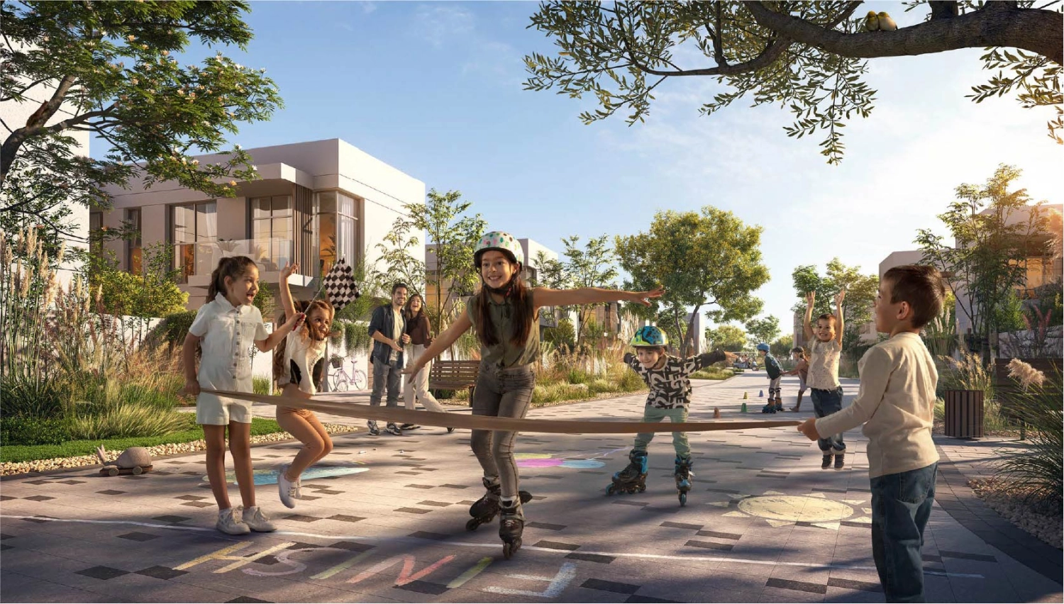 Family-friendly outdoor space with cycling tracks in The Sustainable City
